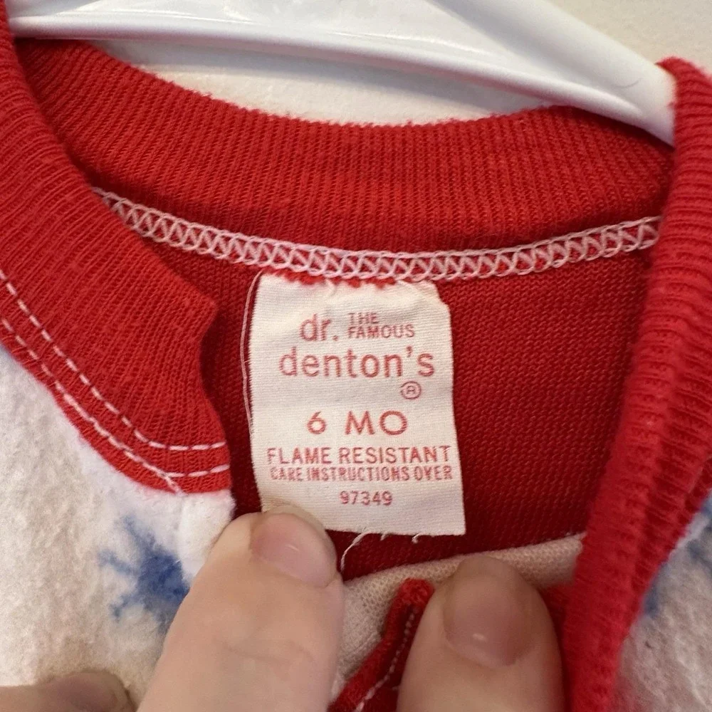 VTG Dr. Dentons Infant Baby‎ Christmas Sleeper Pajama Mouse Bear Snow 6 Mos